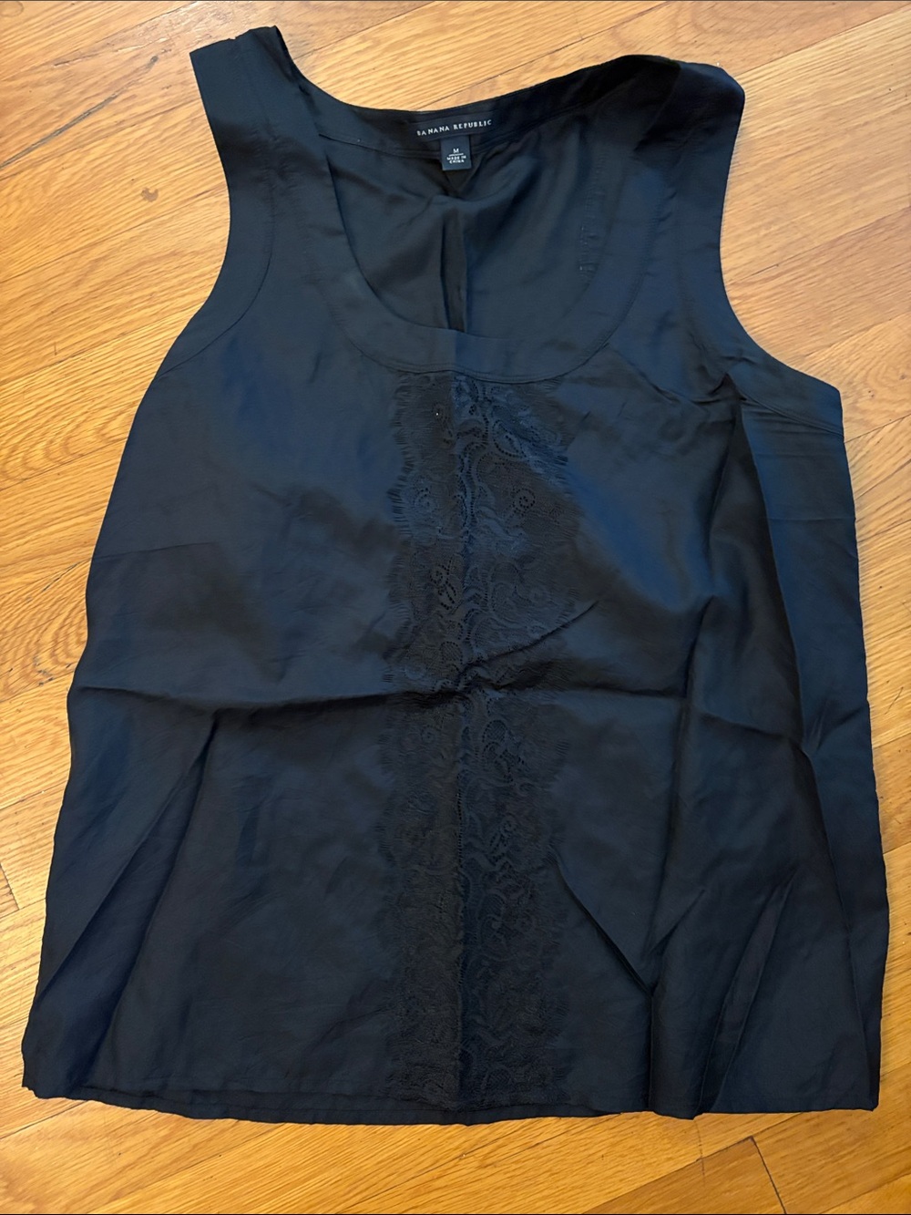 Black Lace-Trim Sleeveless Shell